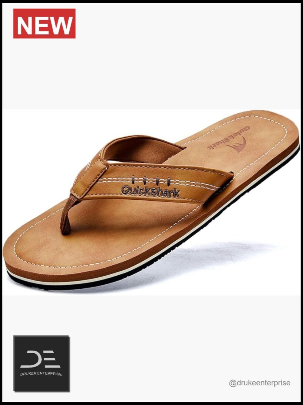 Men's Flip Flops Leather Thong Sandals Arch Support Beach Slippers Non-Slip